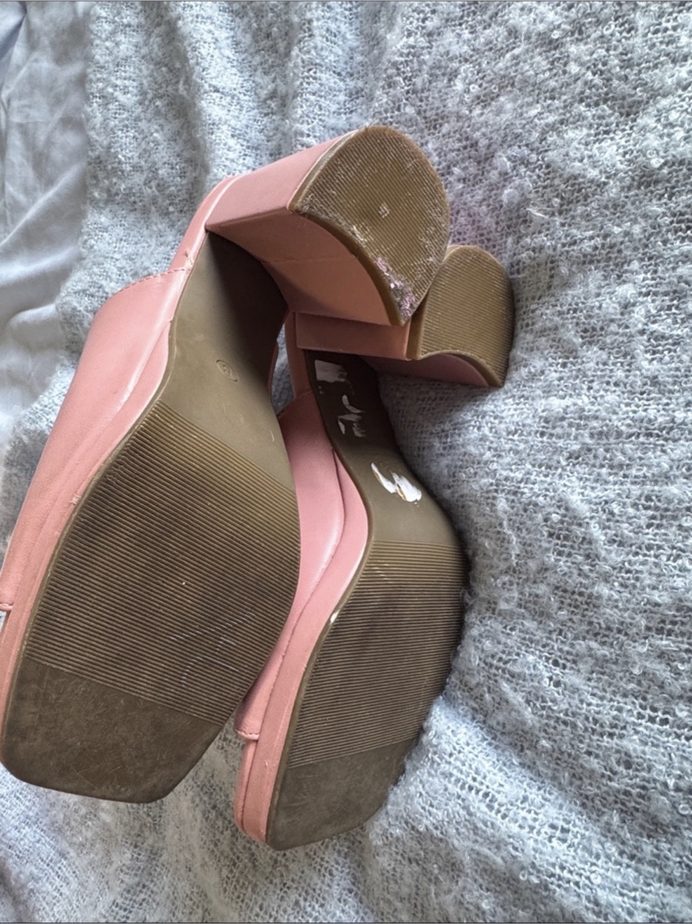 Pink Square Toe Heels - Picture 6 of 7